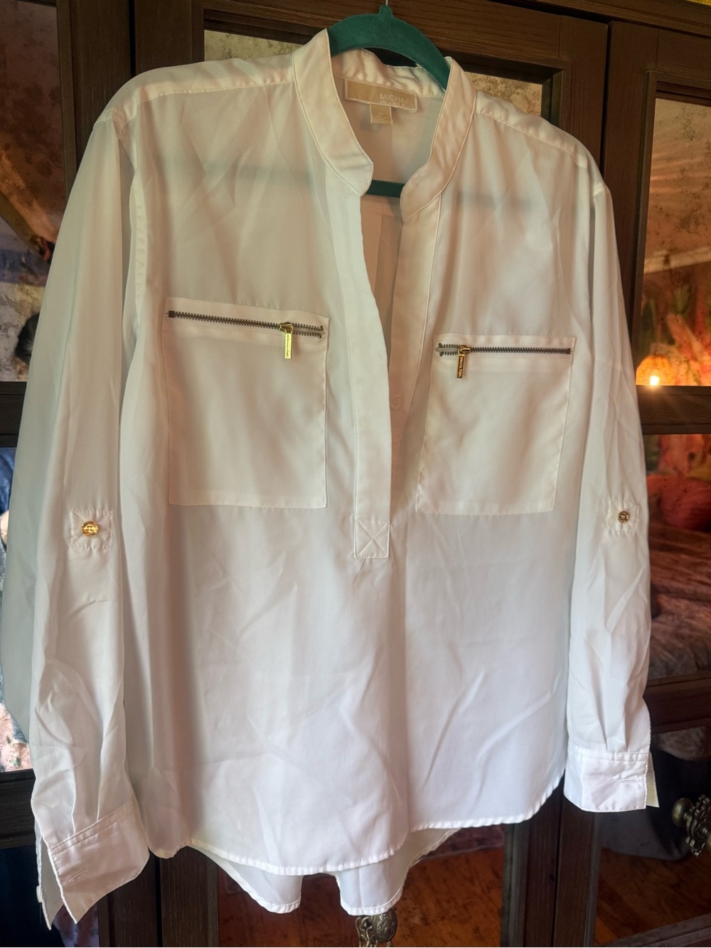 Michael Kors Sheer White Blouse